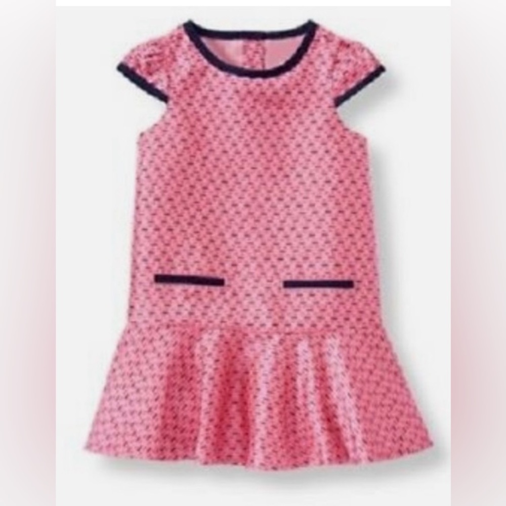Janie and Jack Pink Dress with Navy Details Size 6